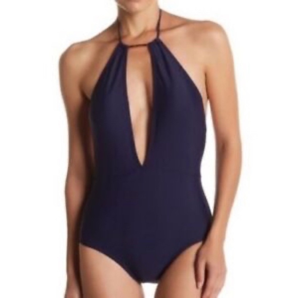 Ted Baker Blue Navy Pikaa Halter One Piece Swimsuit